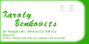 karoly benkovits business card